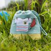 [A Sunny day] Embroidered Applique Fabric Art Draw String Bag / Drawstring Pouch (5.7*6.7)