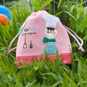 [Cook for you] Embroidered Applique Fabric Art Draw String Bag / Drawstring Pouch (5.7*6.7)