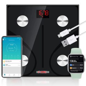 Rechargeable Smart Digital Bathroom Weighing Scale with Body Fat and Water Weight for People; Bluetooth BMI Electronic Body Analyzer Machine; 400 lbs.