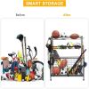 Sports Equipment Organizer; Sports Gear Basketball Storage with Baskets and Hooks; Ball Storage Rack; Garage Ball Storage; Sports Gear Storage; Rollin