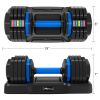 Adjustable Dumbbell - 55lb Single Dumbbell with Anti-Slip Handle; Fast Adjust Weight by Turning Handle with Tray; Exercise Fitness Dumbbell Suitable f