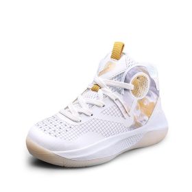 Autumn Winter 2022 Sneakers For Boy Fashion Tennis Shoes Leather Casual Sports Shoes Boy Running Shoes Older Kids Zapatillas (Color: White gold, size: 37)