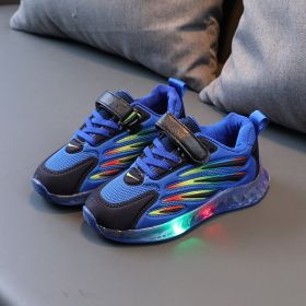 Children Shoes Led Luminous Lighted Casual Breathable Baby Boys Girls Sport Running Soft Bottom Non-Slip Kids Fashion Sneakers (Color: Blue, size: 29 (Insole 17.5cm))