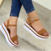 Womens Sandals Summer New Solid Color All-match Buckle Braided Platform Ladies Roman Shoes Outdoor Casual Female Sandals